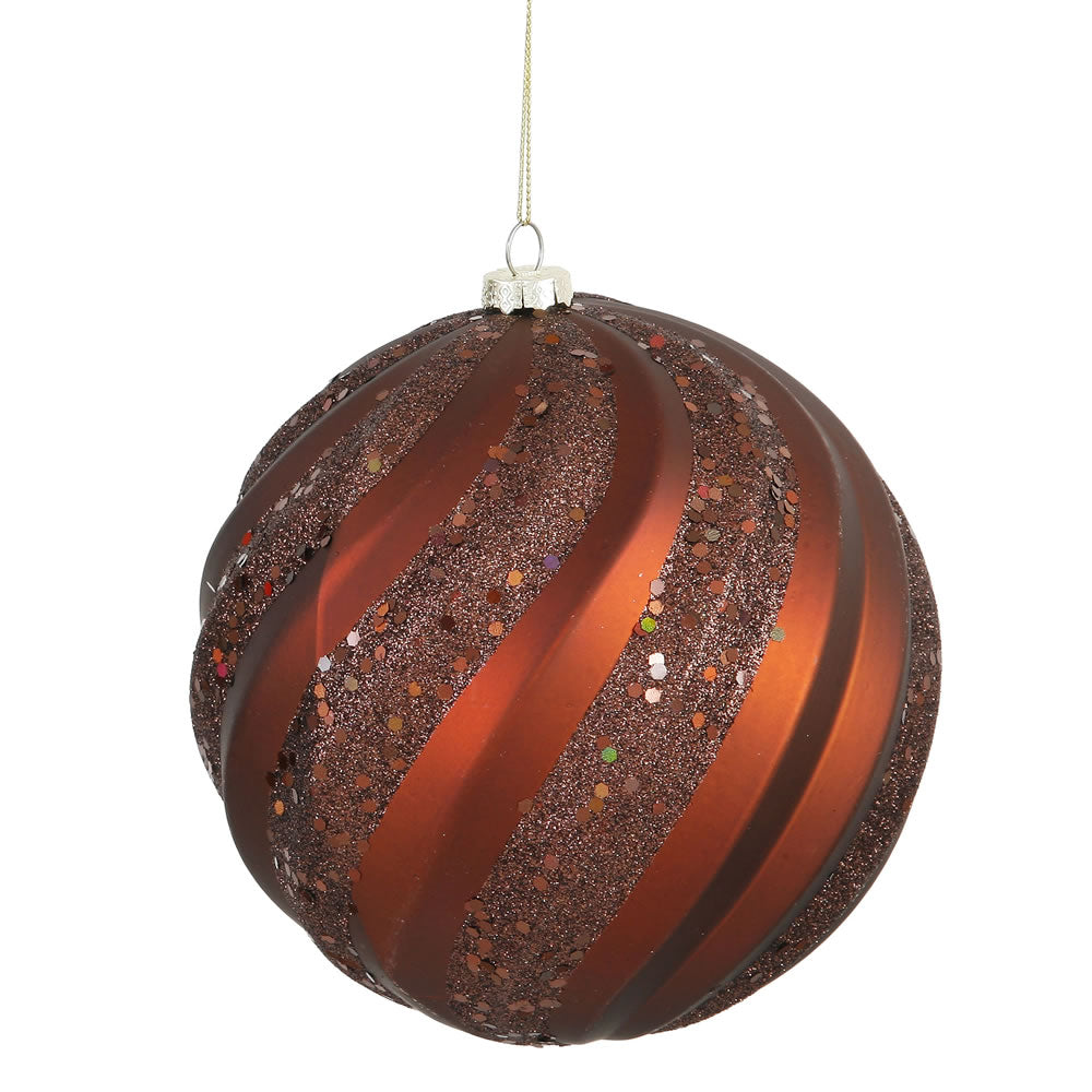 6" Copper Matte-Glitter Swirl Ball