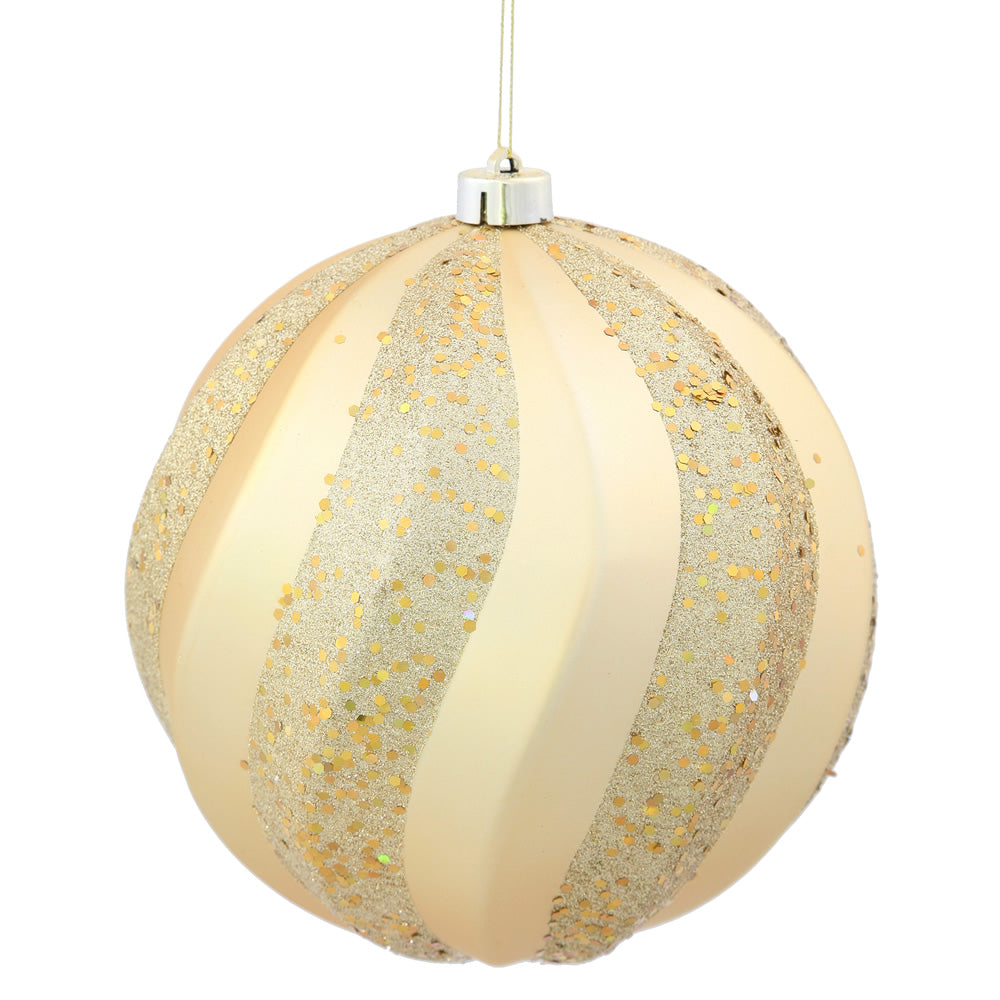 8'' Gold Matte-Glitter Swirl Ball