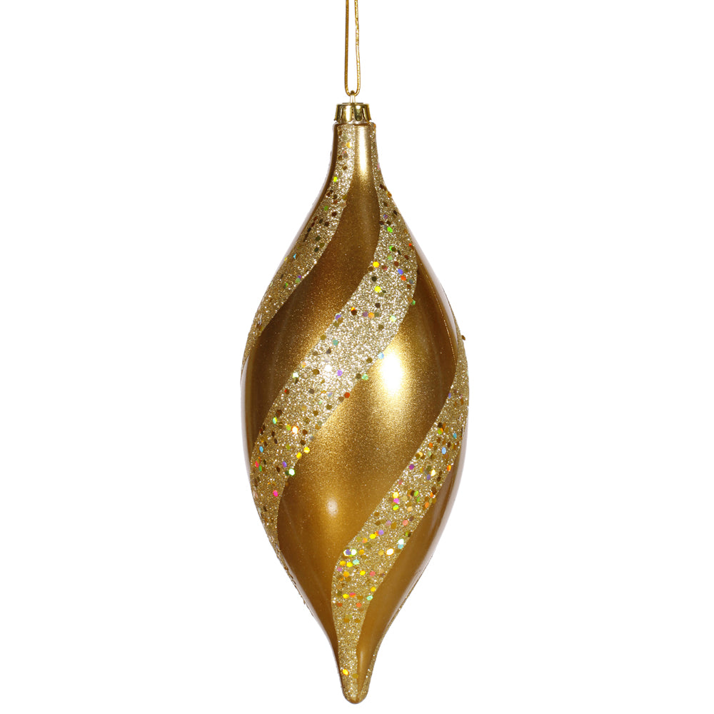 11" Antique Gold Matte-Glitt Spiral Drop