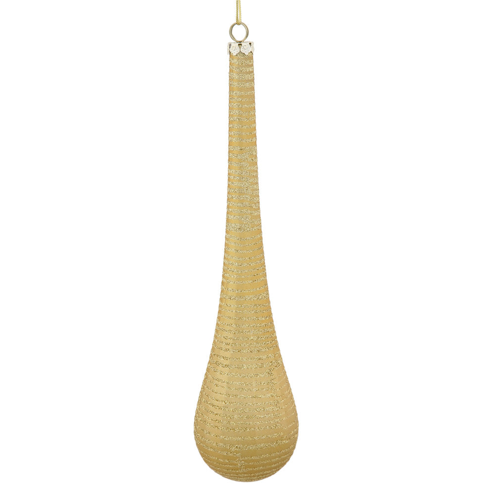 12'' Gold Matte-Glitter Tear Drop Ornament