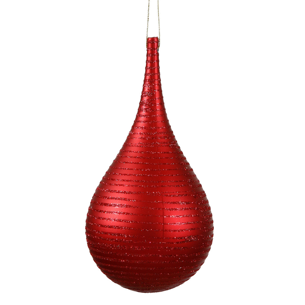 4" Red Matte-Glitter Onion Drop Ornament