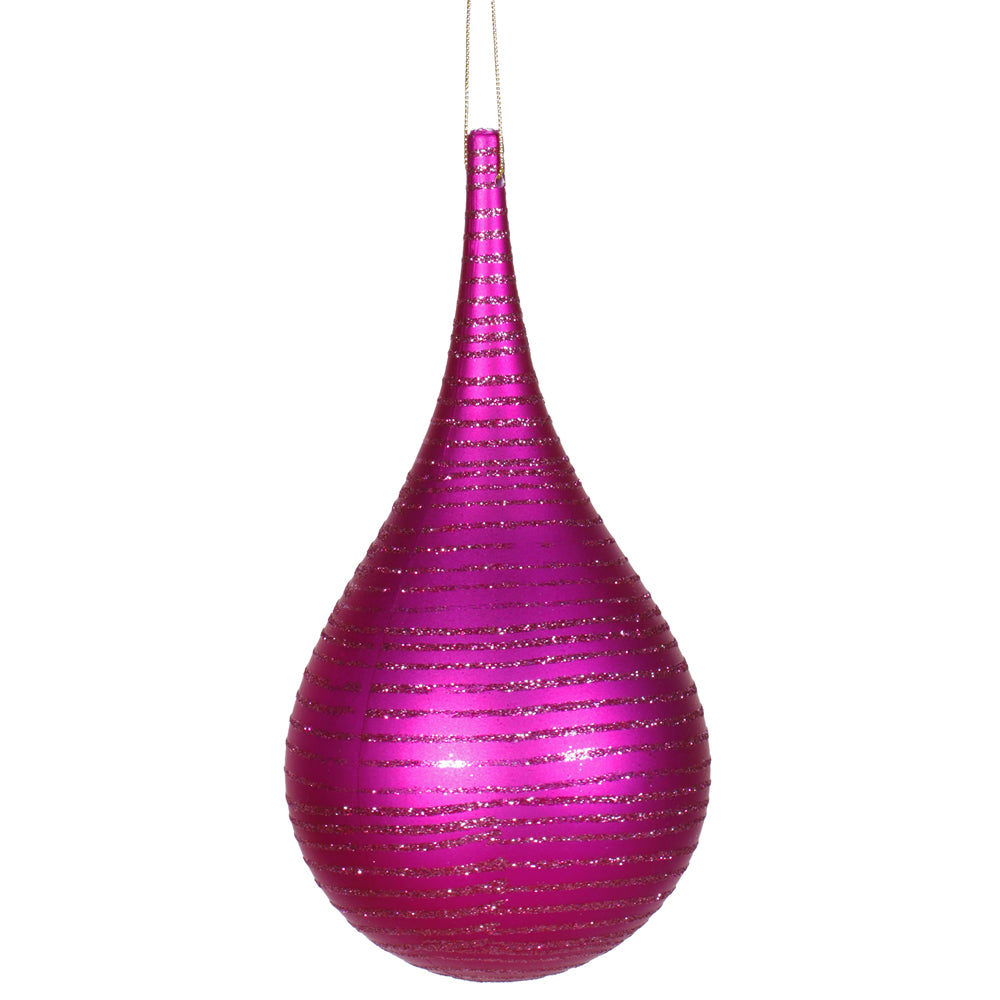 2PK - 4" Cerise Matte-Glitter Onion Drop Ornament