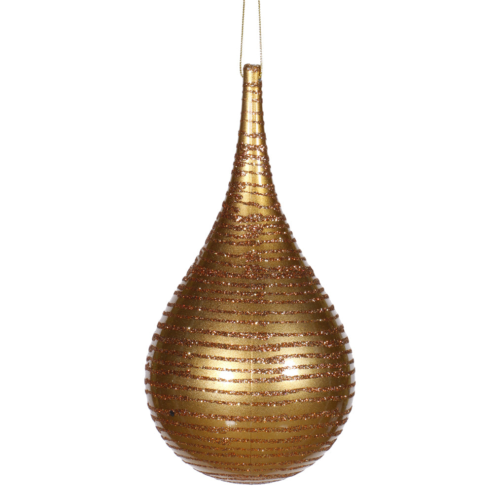 2PK - 4" Antique Gold Matte-Glitter Onion Drop Ornament
