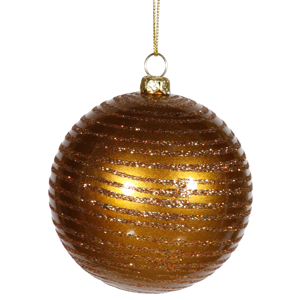 8" Gold Matte-Glitter Ball Ornament