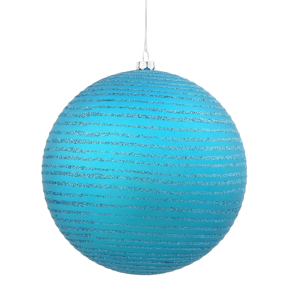8" Teal Matte-Glitter Ball Ornament