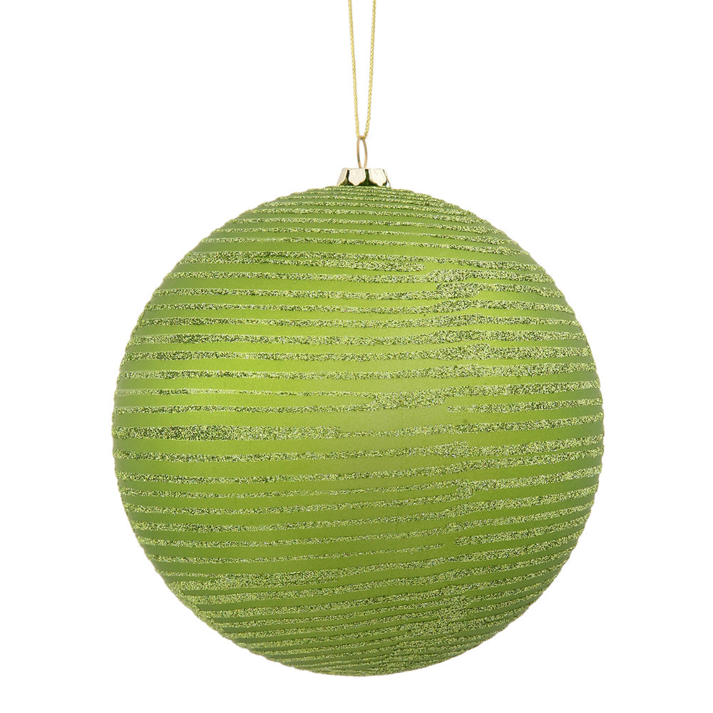 8" Lime Matte-Glitter Ball Ornament