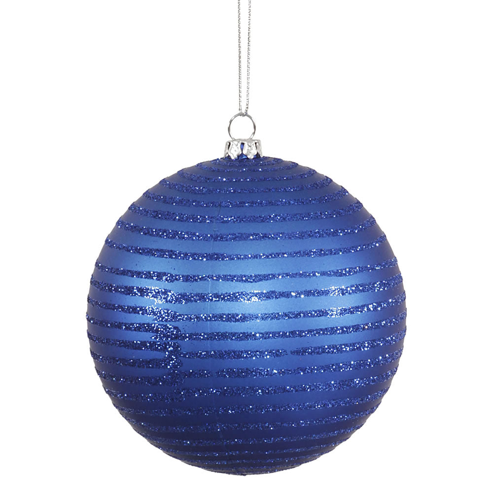 8" Blue Matte-Glitter Ball Ornament