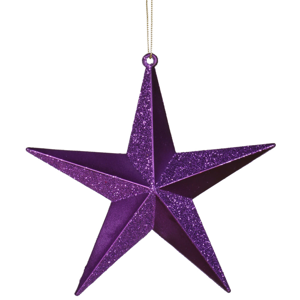 2PK - 6" Purple Glitter Star Ornament