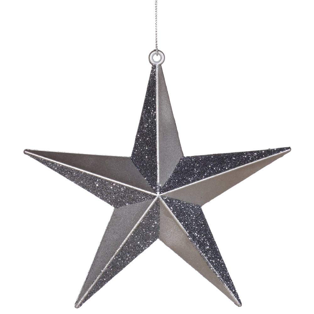 6" Pewter Glitter Star Ornament