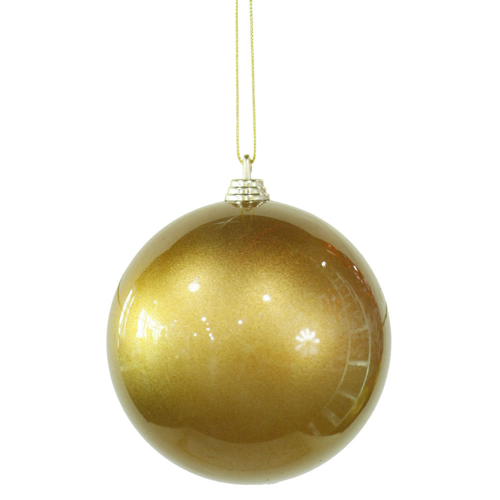 4" Antique Gold Candy Finish Ball Ornament 4/Bx