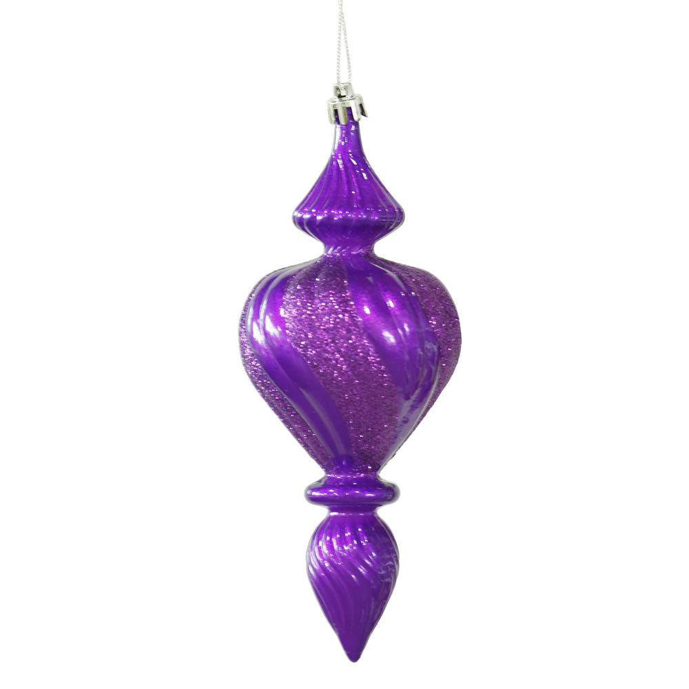7" Purple Candy Finish Finial Ornament 3/Bx