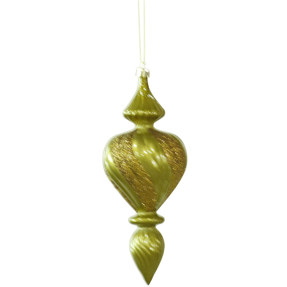 7" Dk Olive Candy Finish Finial Ornament 3/Bx