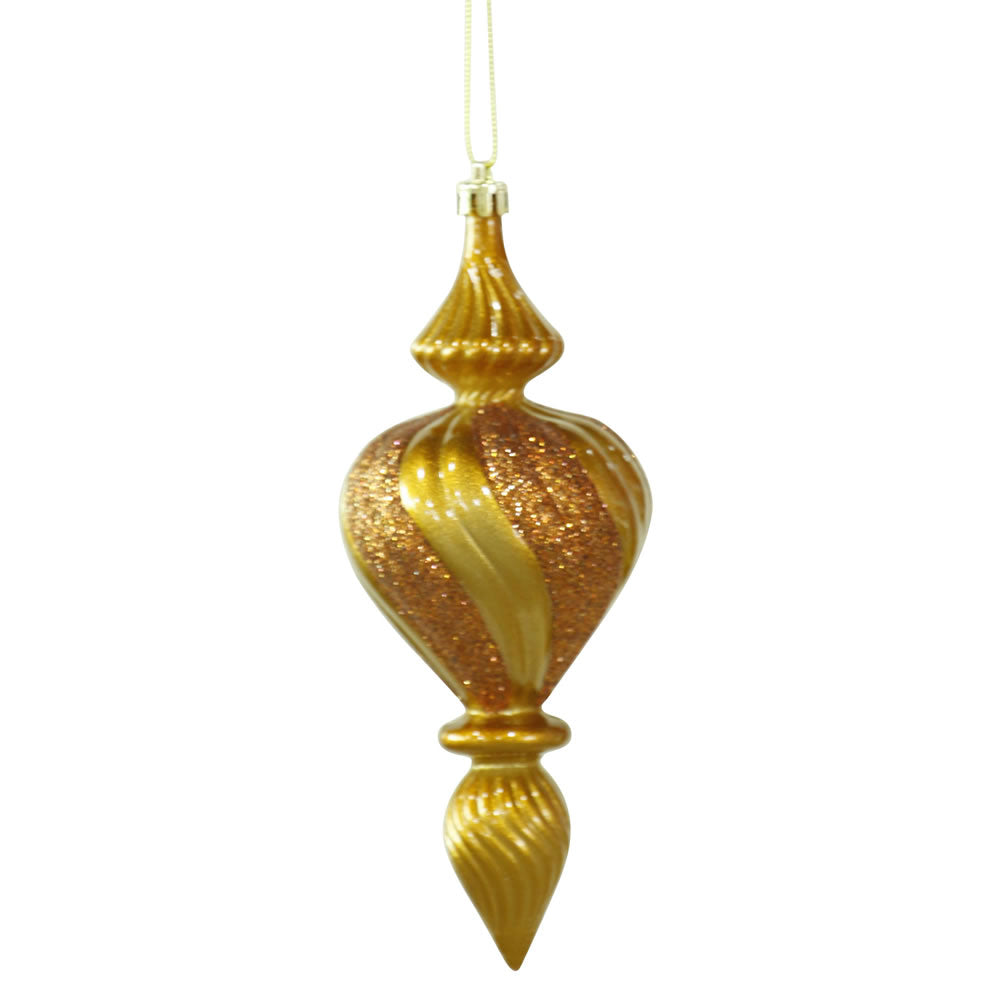 7" Ant Gold Candy Finish Finial Ornament 3/Bx