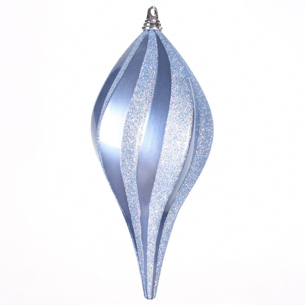 2PK - 8'' Periwinkle Candy Glitter Swirl Drop Ornament
