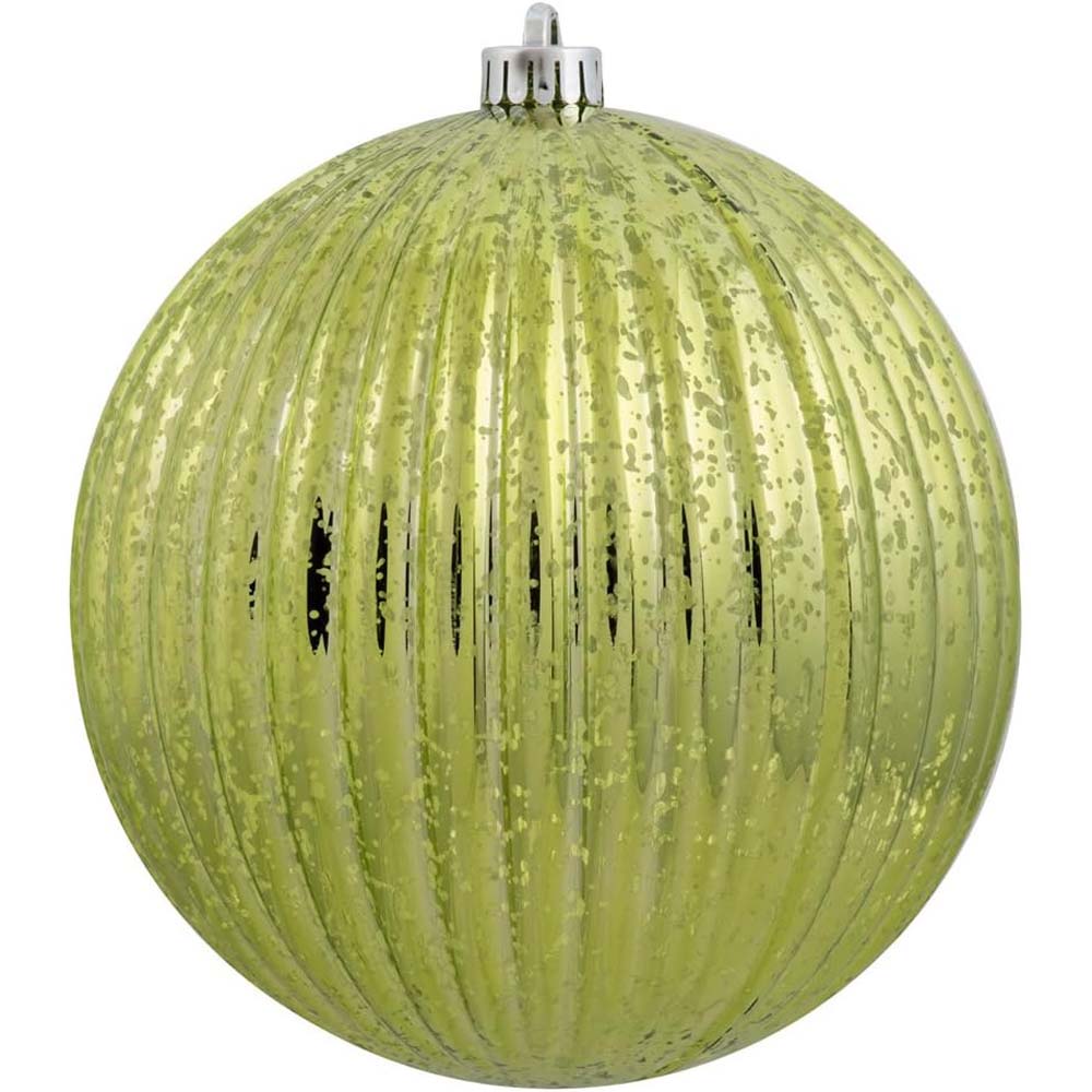 6PK - 4" Lime Mercury Pumpkin Ball Shatterproof Christmas Ornaments