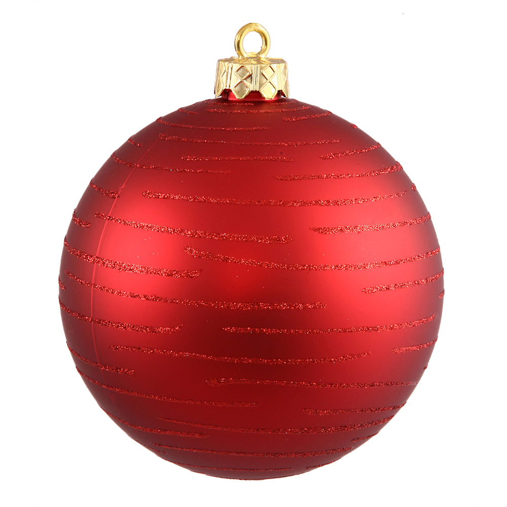 4.75" Red Ball Ornament w/Glitter Asst 2/Bg