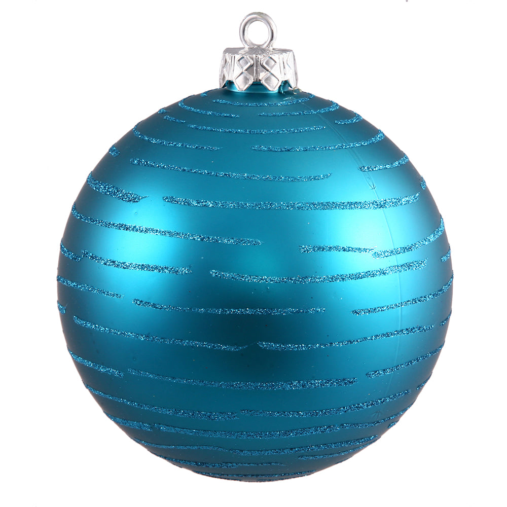 4.75" Turquoise Ball Ornament w/Glitter Asst 2/Bg
