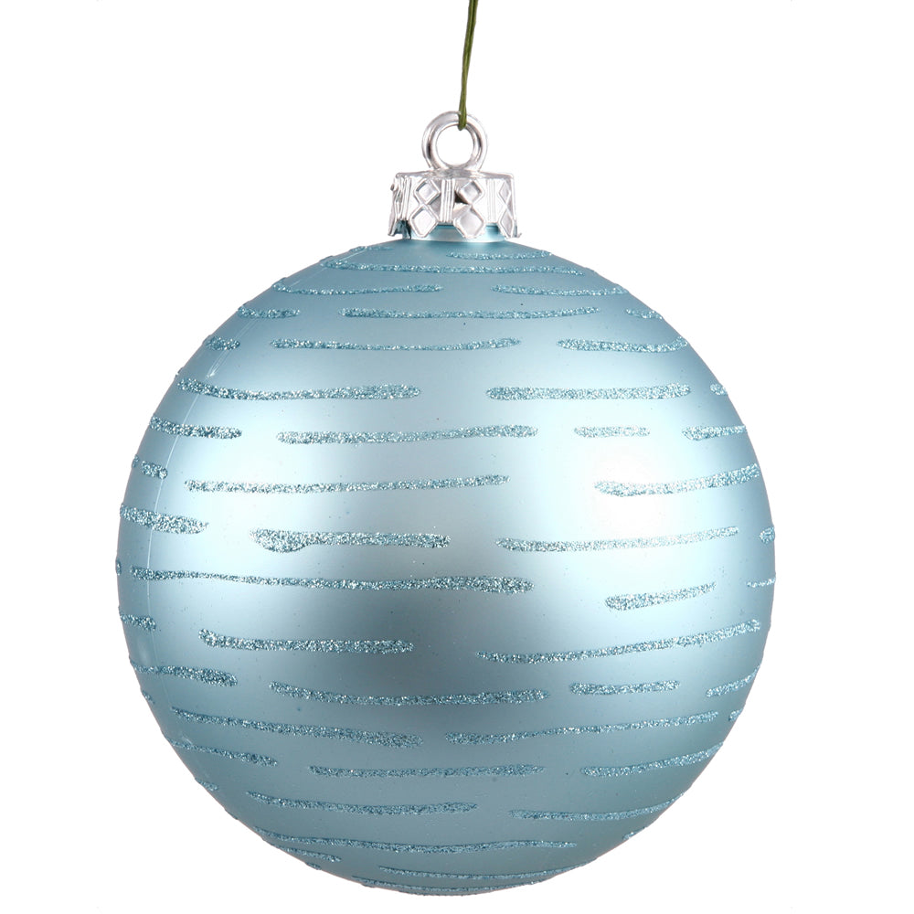 4.75" Baby Blue Ball Ornament w/Glitter Asst 2/Bg