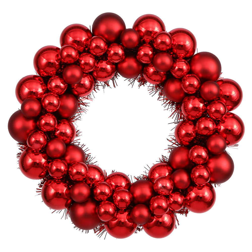 12" Red Colored Ball Wreath