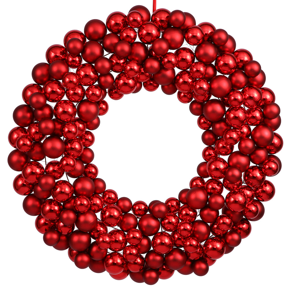 24" Red Colored Ball Wreath