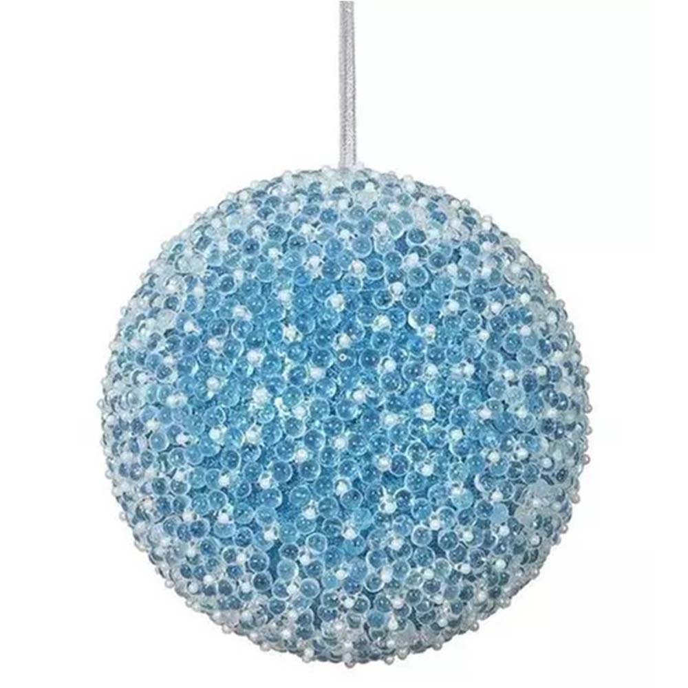 2PK - 6" Turquoise Acrylic Beaded Christmas Ball Ornament