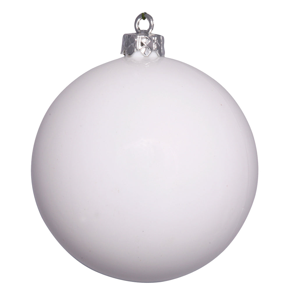 12" White Shiny Ball UV Drilled Cap