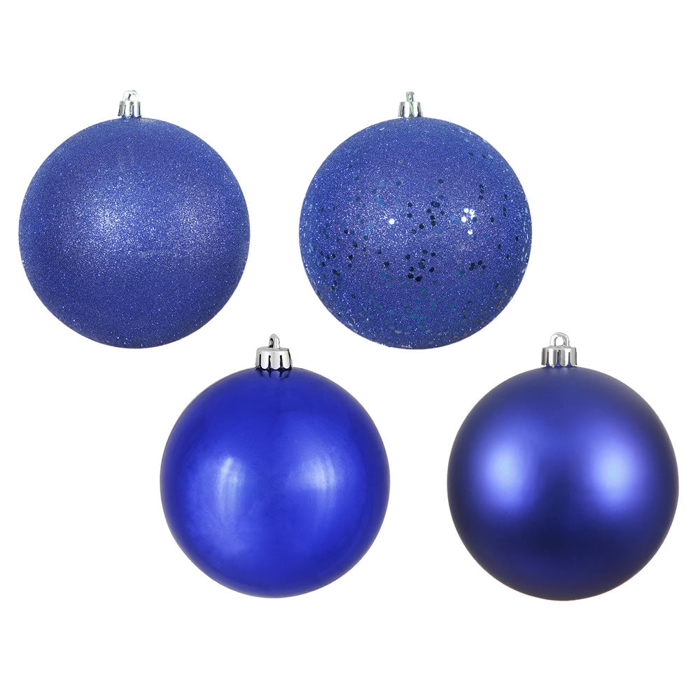 Vickerman 2.75 in. Cobalt Blue Ball 4-Finish Asst Christmas Ornament