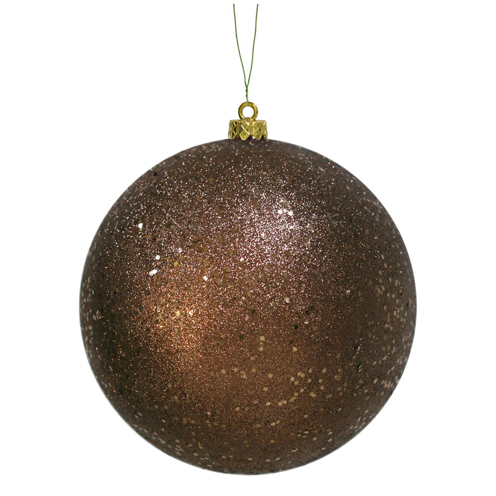 6" Chocolate Sequin Ball Drilled 4/Bag