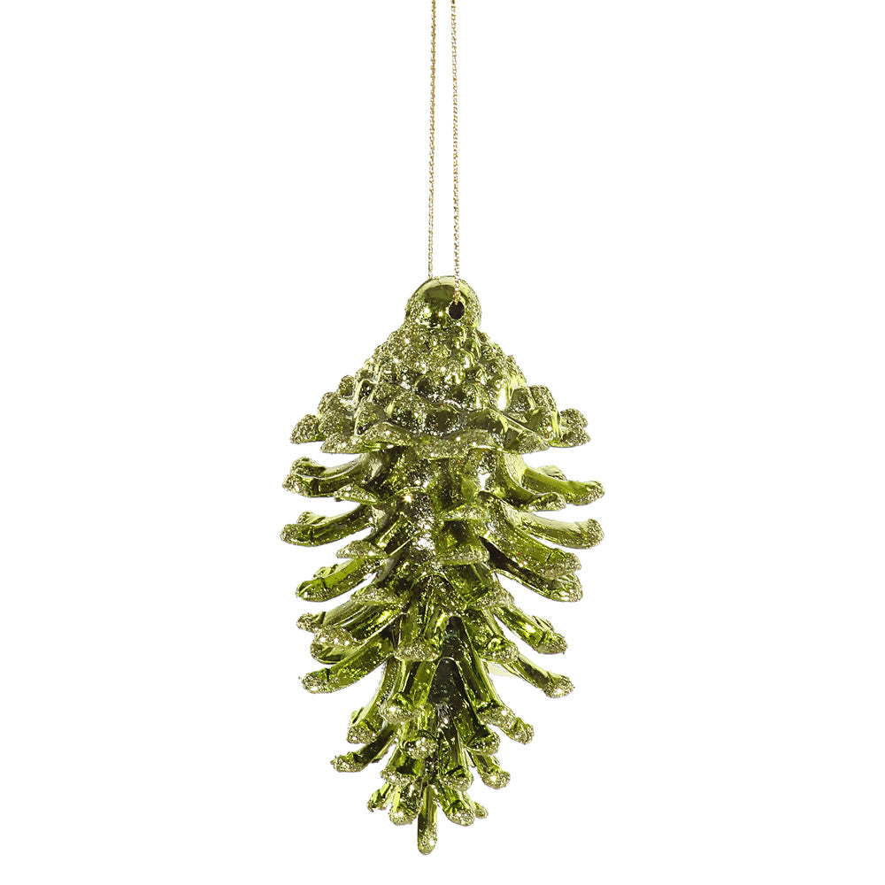 3.5" Lime Pine Cone Ornament 6/Bx