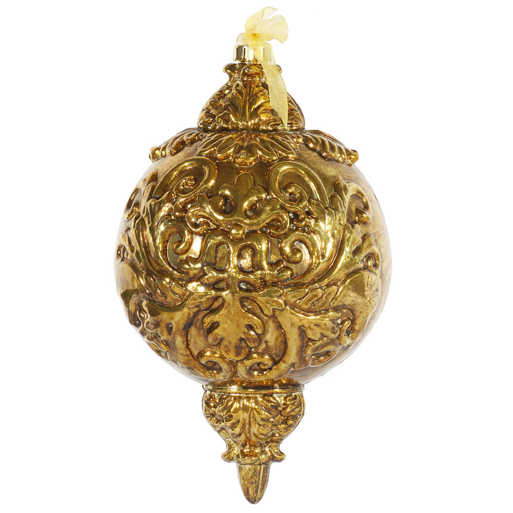 12" Antique Gold Ball Finial Ornament 1/Bx