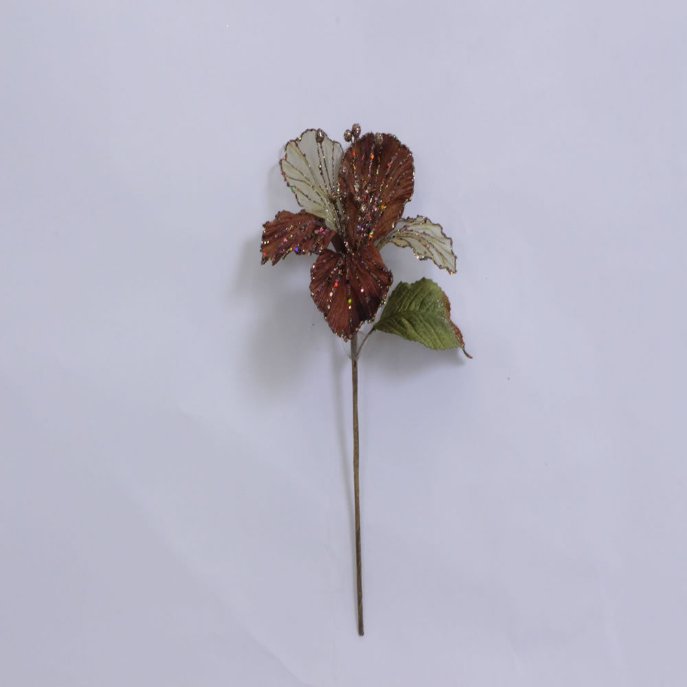 23" Copper Velvet Magnolia 6" Flower x 2