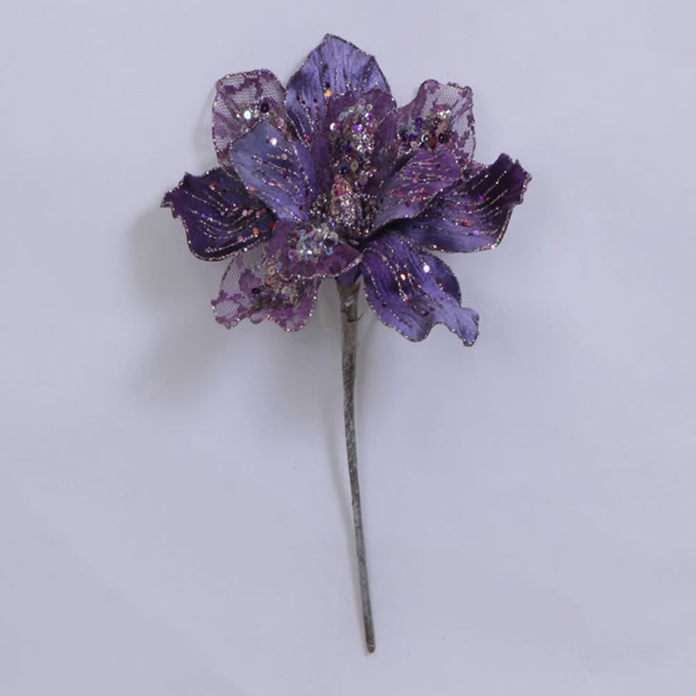 29" Purple Velvet Magnolia 9" Flower