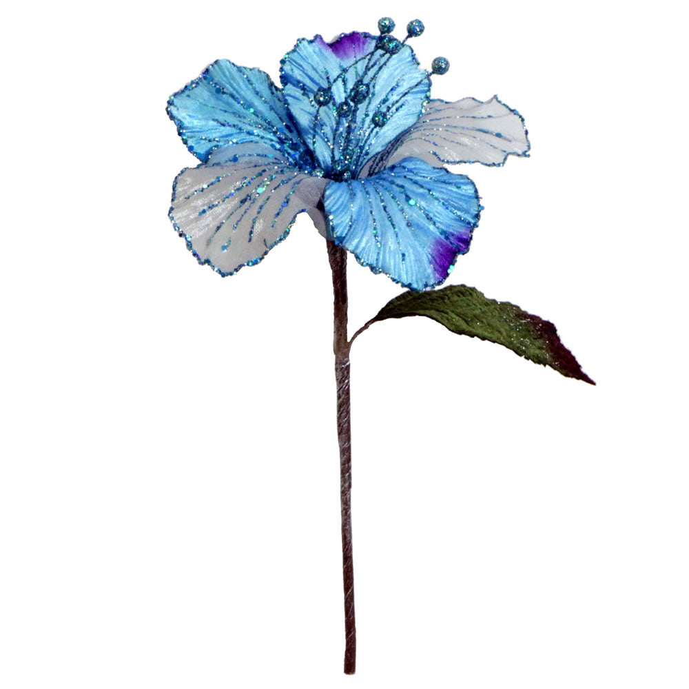21" Aqua Velvet Hybiscus 6" Flower