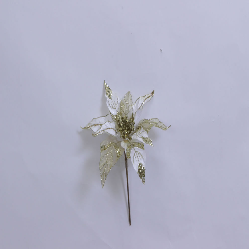 32" Cream Glitter Poinsettia 11" Flower