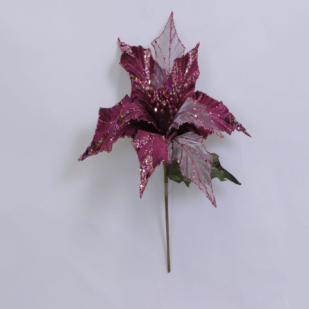 31" Mauve Glitter Poinsettia 13" Flower
