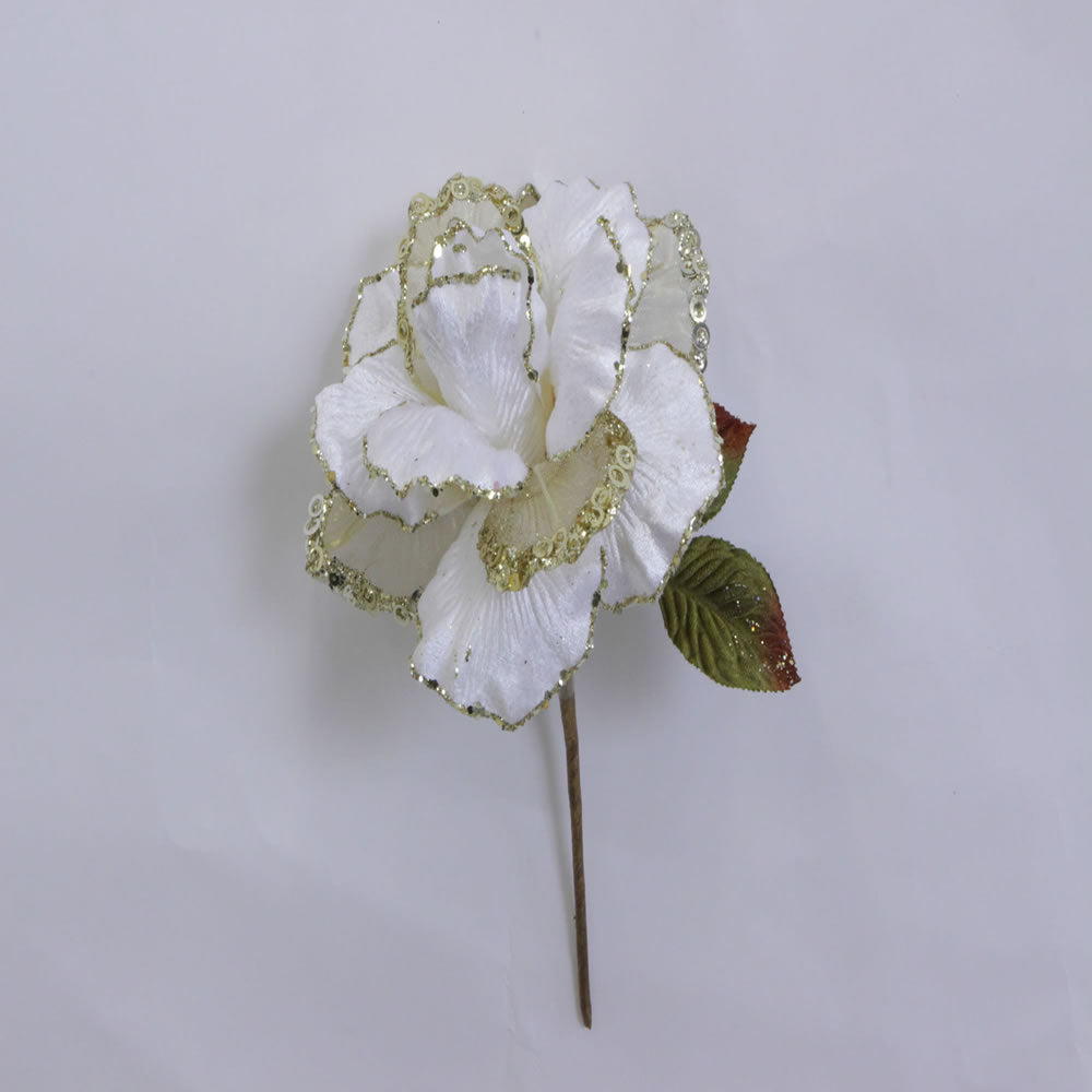 26" Cream Velvet Sheer Rose 6" Flower