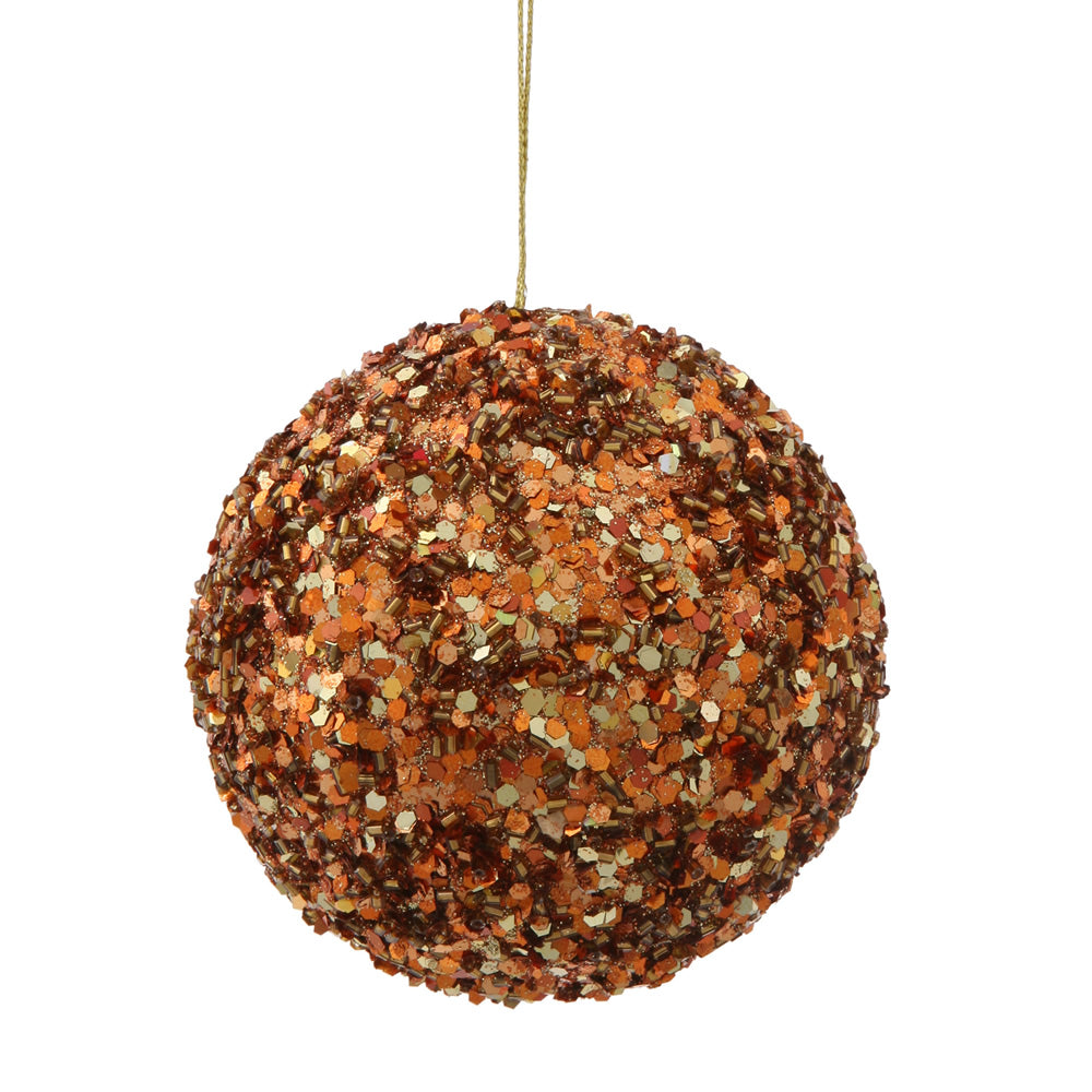 3PK - 3.5" Copper Sparkle Sequin Ball