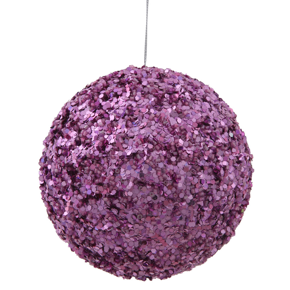 2PK - 4.75" Dk Mauve Sparkle Sequin Ball Ornament