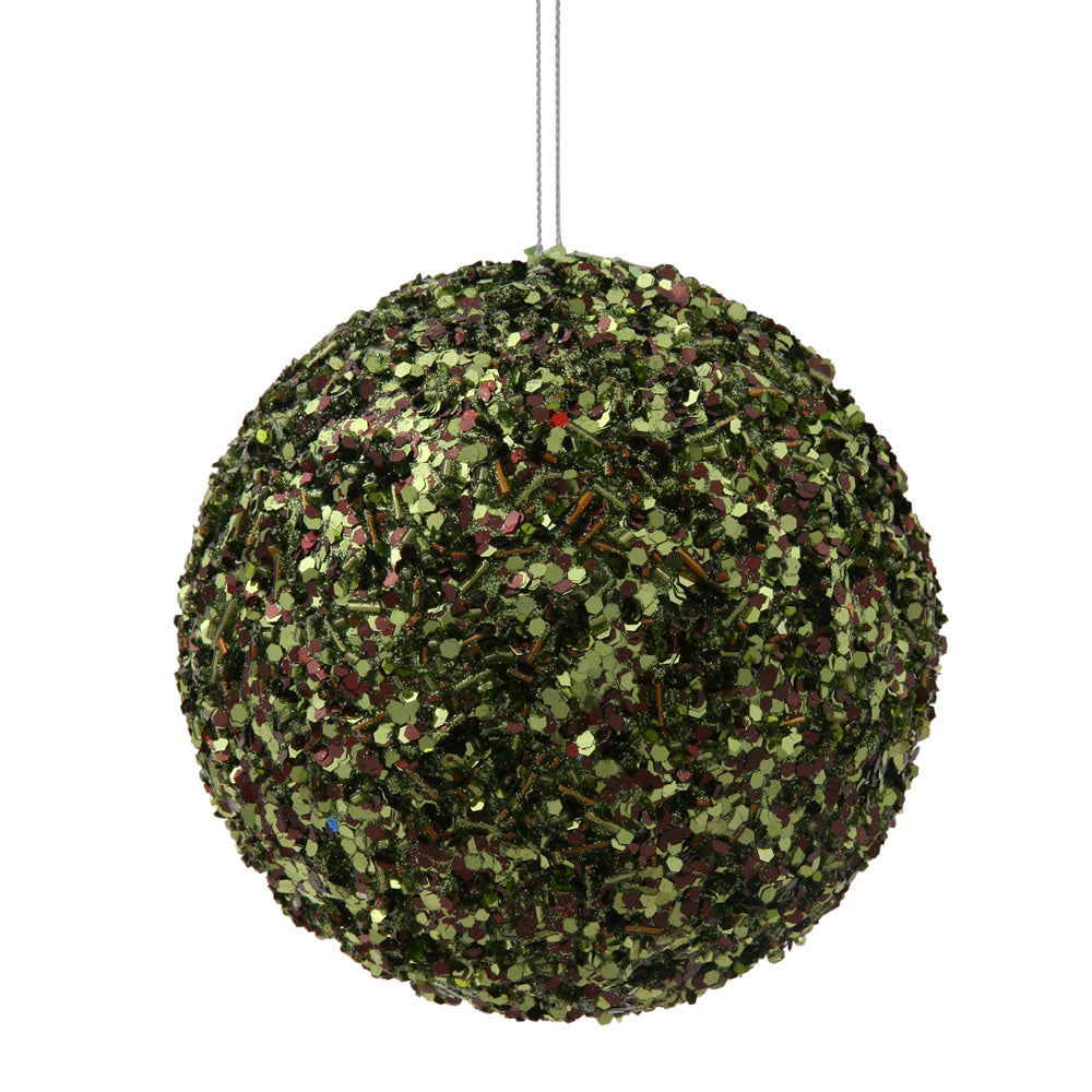 4.75" Moss Green Sparkle Sequin Ball Ornament