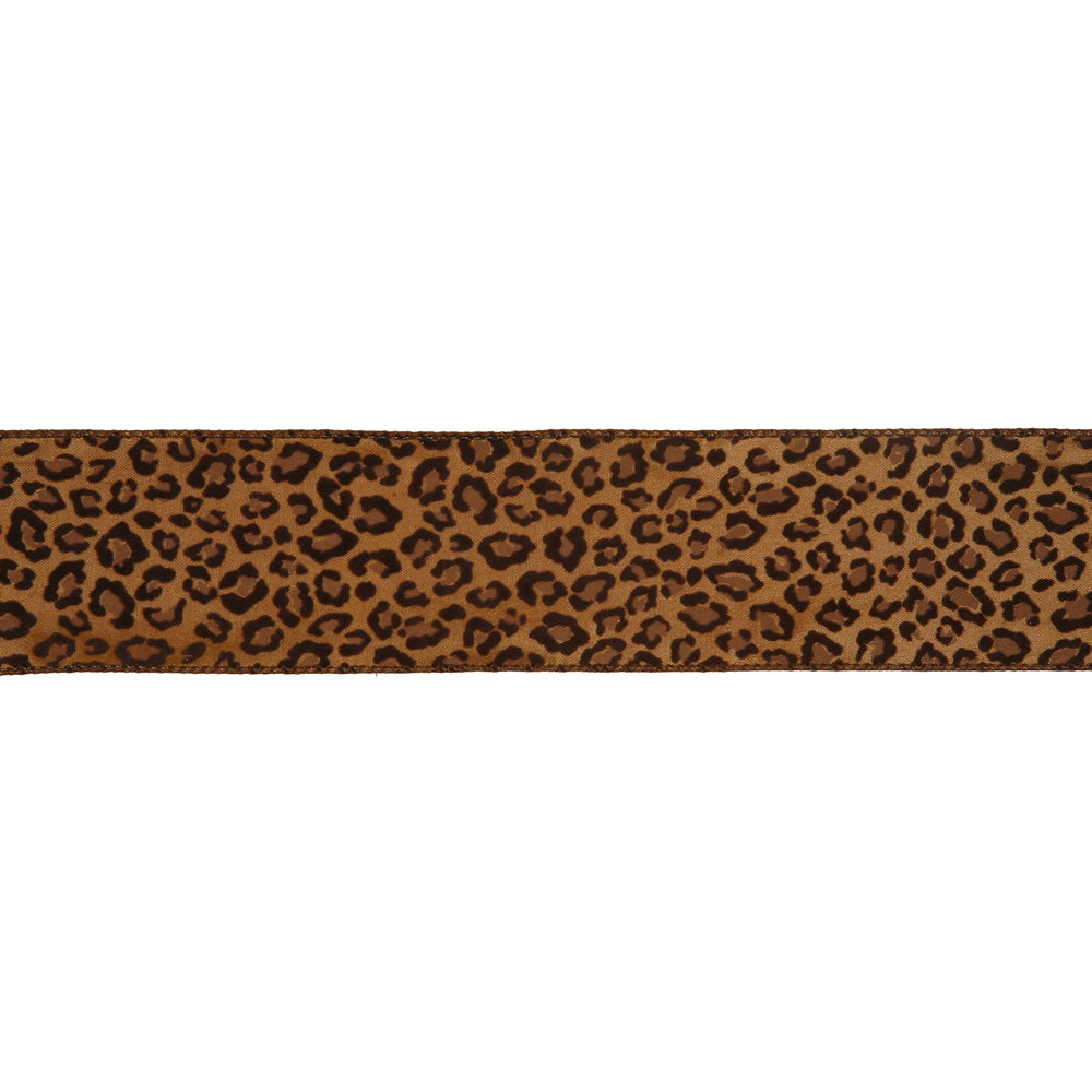 2.5" x 10yd Brown Leopard Velvet Ribbon