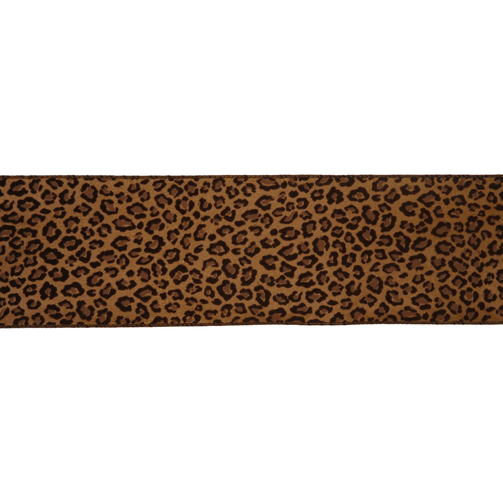 4" x 10yd Brown Leopard Velvet Ribbon