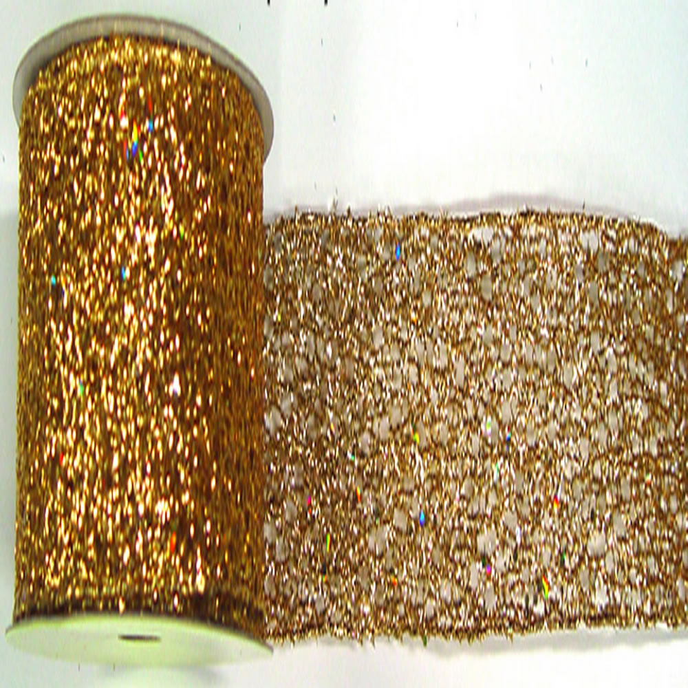 2.5" x 10yd Gold Glitter Mesh Ribbon