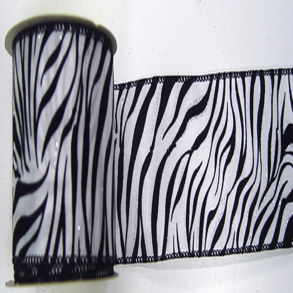 2.5" x 10yd White Black Velvet Zebra