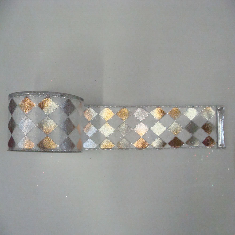 2.5" x 10yd Silver-White Diamond Lame