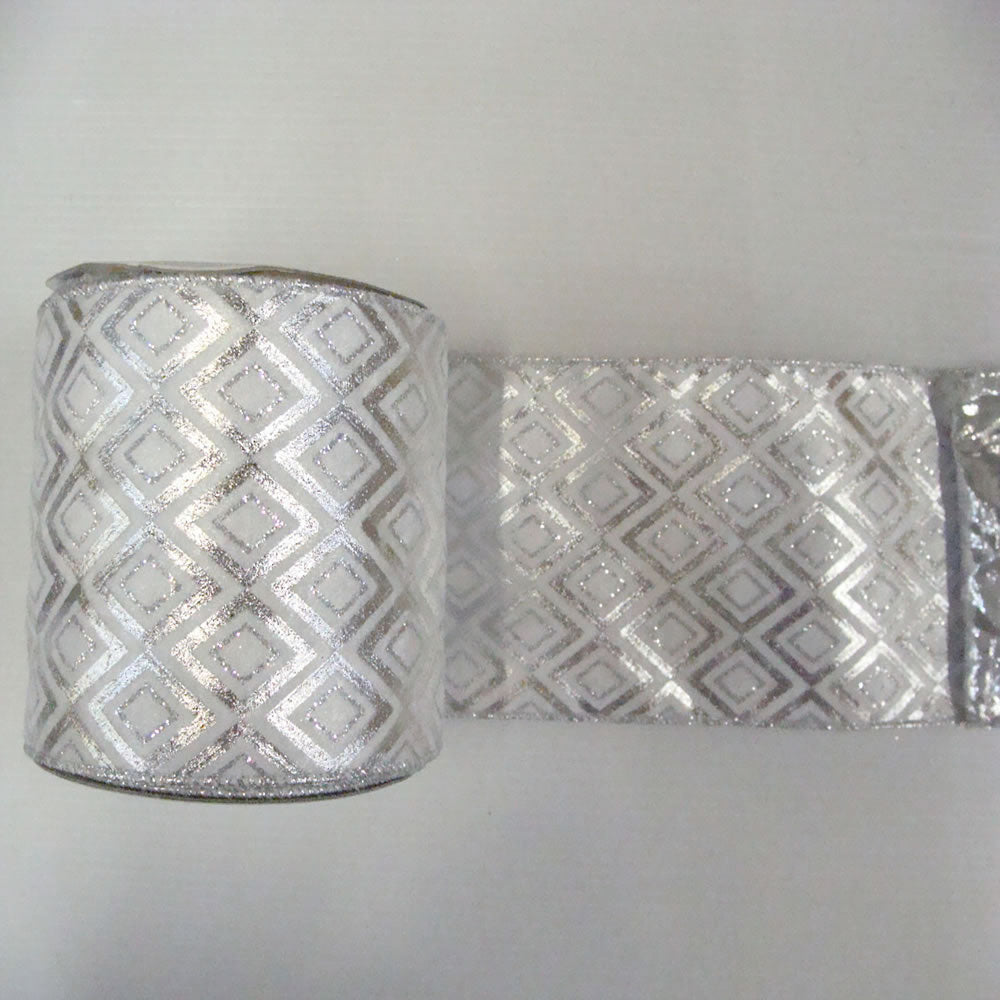 2.5" x 10yd Silver-White Diamond Lame