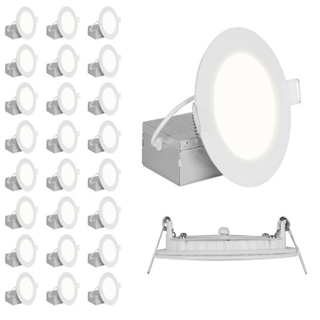 24Pk - Nicor 4-in Round White Canless 3000K LED Downlight