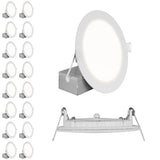 16Pk - Nicor 6-in Round White Canless 2700K LED Downlight