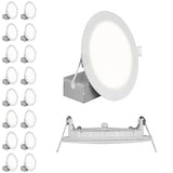 16Pk - Nicor 6-in Round White Canless 5000K LED Downlight