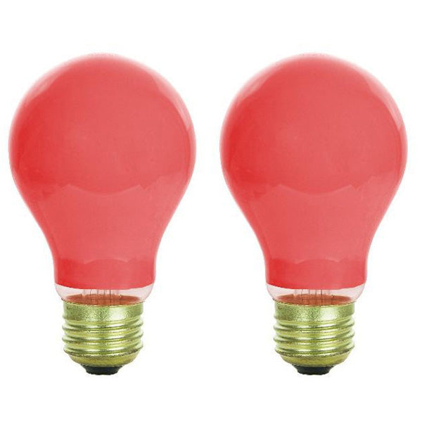 2Pk - Sunlite 40w A19 120v E26 Medium Base Ceramic Red Colored Light Bulb