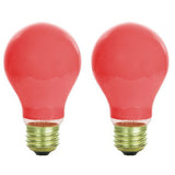 2Pk - Sunlite 25w A19 120v E26 Medium Base Ceramic Red Colored Light Bulb